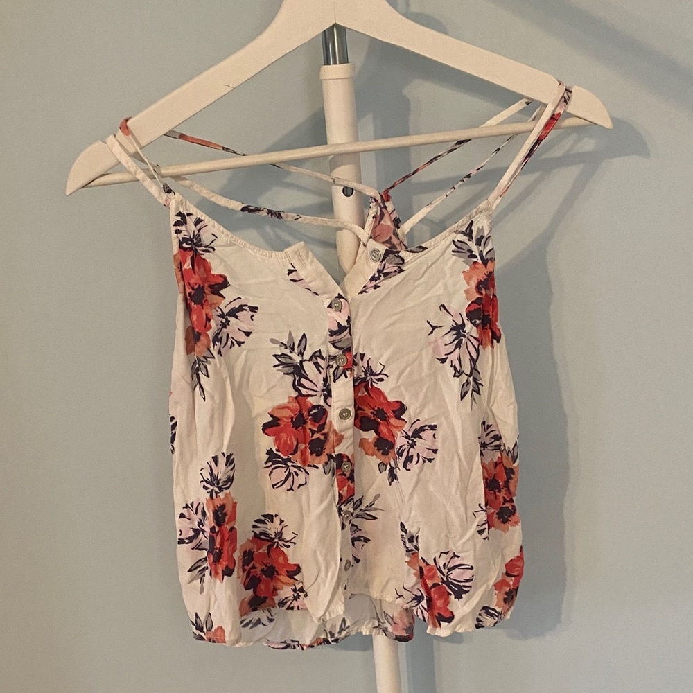 Garage White Floral Tank